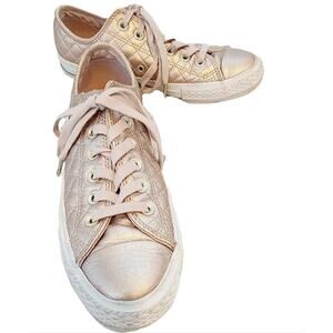 CONVERSE ALL STAR QUILTED METALLIC TAUPE ATHLETIC SHOE SIZE 7.5
